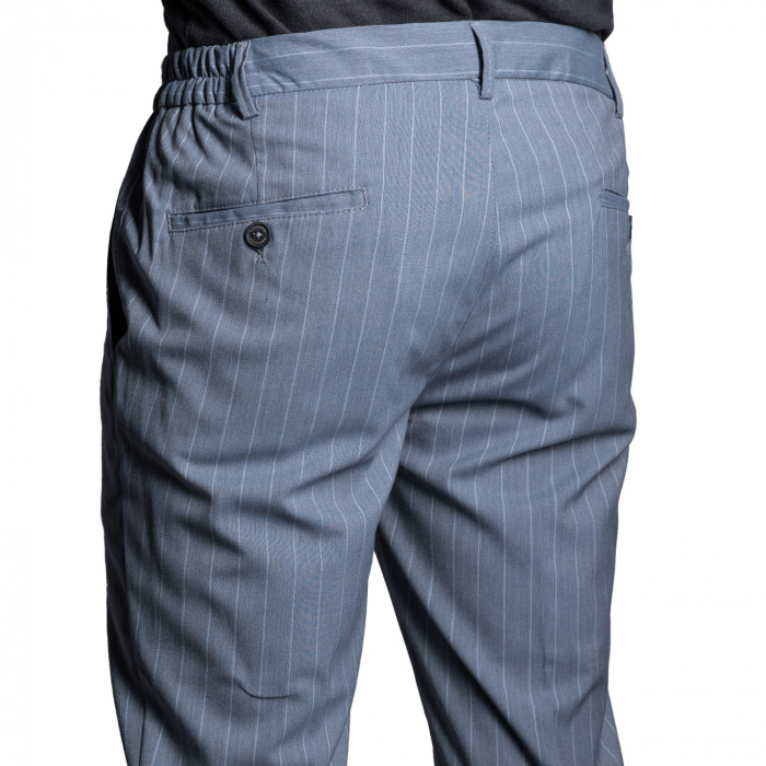 Pantaloni gri-albastru cu dungă, șnur [3]