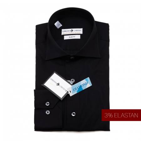 Slim - Cămașă Slim Fit neagră - 212