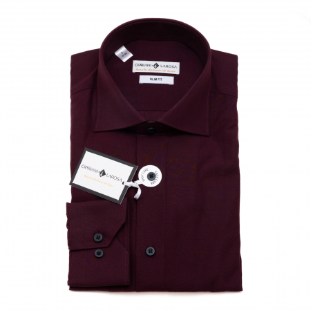 Slim - Cămașă Slim Fit vișinie