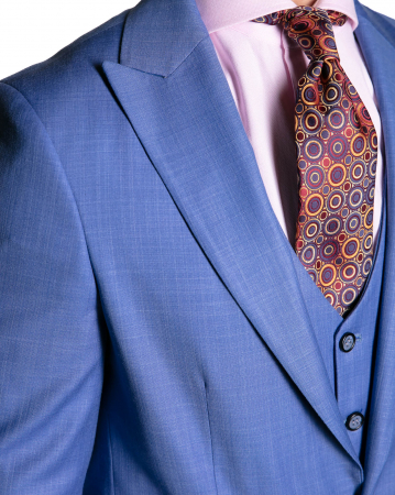 Costum Office Slim Albastru Deschis cu Vestă [1]