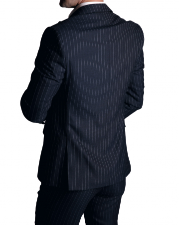 Costum Office Slim Albastru Închis cu Vestă [2]