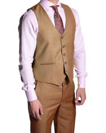 Costum Office Slim Cafeniu cu Vestă [3]
