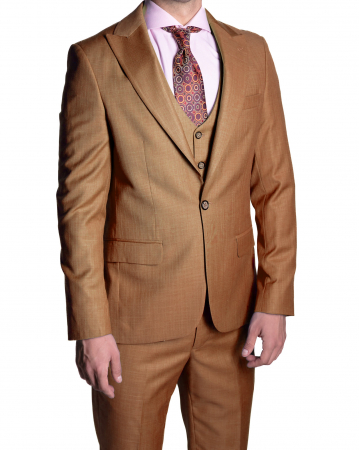 Costume - Costum Office Slim Cafeniu cu Vestă