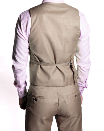 Costum Office Slim Crem Deschis cu Vestă [4]