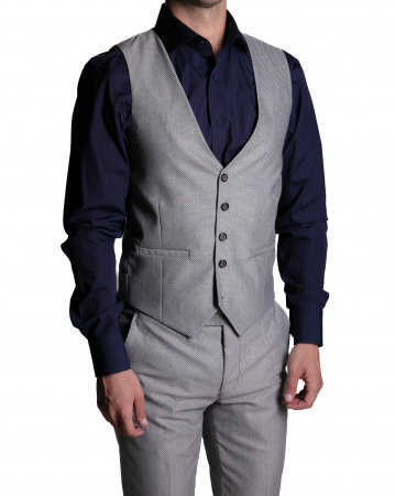 Costum Office Slim Gri cu Vestă [3]