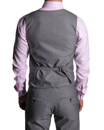 Costum Office Slim Gri Dungat cu Vestă [4]
