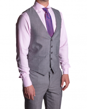 Costum Office Slim Gri Dungat cu Vestă [3]