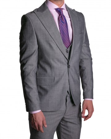 Costume - Costum Office Slim Gri Dungat cu Vestă