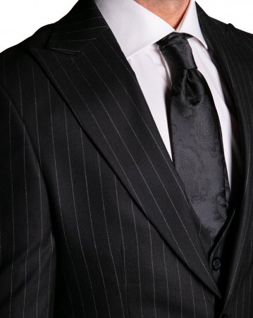 Costum Office Slim Negru cu Vestă [1]