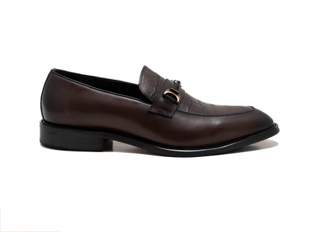 Loafers din piele maro cu cataramă [1]