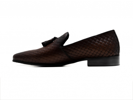 Loafers din piele maro cu ciucuri [2]