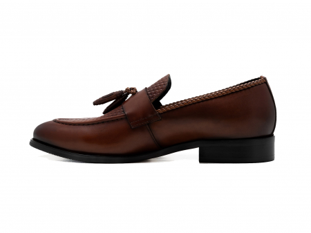 Loafers din piele maro cu ciucuri [2]