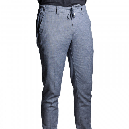 Pantaloni - Pantaloni gri-albastru, cu șnur