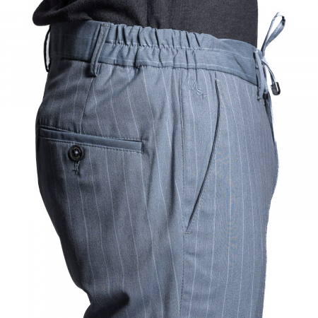 Pantaloni gri-albastru cu dungă, șnur [1]