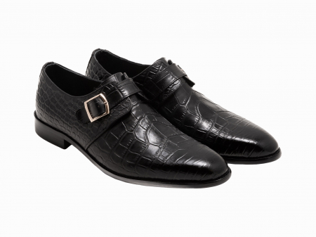 Pantofi - Pantofi Office negru crocodil cu cataramă