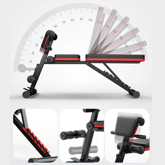 Banca Fitness Multifunctionala, negru/rosu, otel [5]