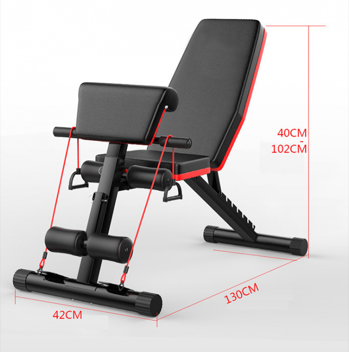 Banca Fitness Multifunctionala, negru/rosu, otel [2]