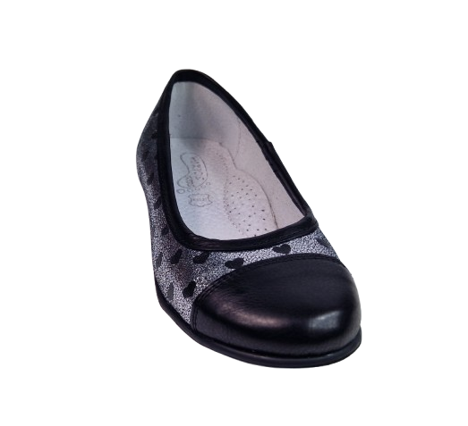 Balerini Fete Hokide Piele Naturala Negru Gri HK330NG [2]