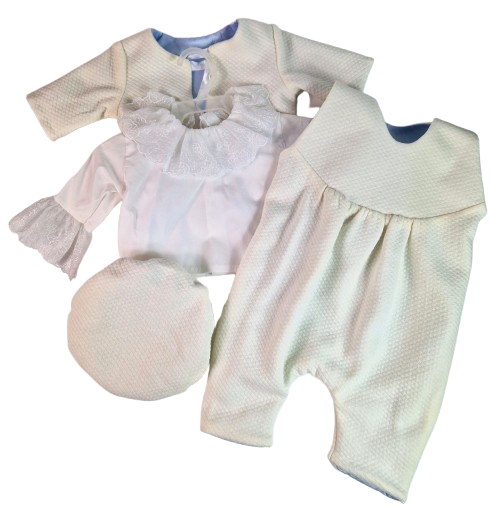 Compleu botez baieti cu doua fete - Print, marimea 62, Bleu-Crem MAR0028 [2]