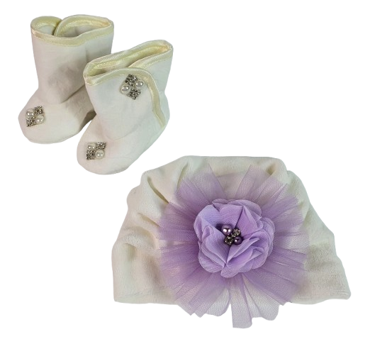 Compleu iarna botez fete sezon rece, marimea 62, alb-mov, 0-3 luni RTX0006C [6]