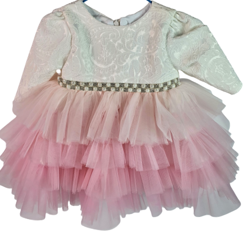 Compleu botez fete sezon rece, marimea 62, alb-roz, 0-3 luni RTX0006D iarna [4]