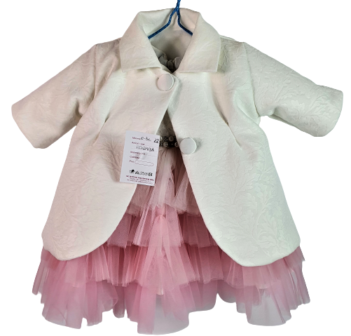 Compleu botez fete sezon rece, marimea 62, alb-roz, 0-3 luni RTX0006D iarna [3]