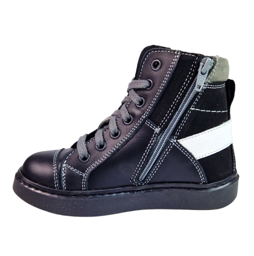 Ghete Baieti Hokide Piele Naturala Imblanite Negru HK441NG [3]