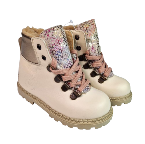 Ghete Fete Hokide cu talonet Piele Naturala Imblanite Crem HK365CM [6]