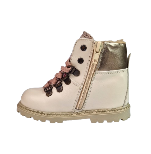 Ghete Fete Hokide cu talonet Piele Naturala Imblanite Crem HK365CM [3]