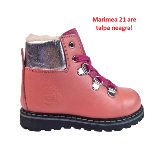 Ghete Fete Hokide cu talonet Piele Naturala Imblanite Roz HK365RZ2 [2]