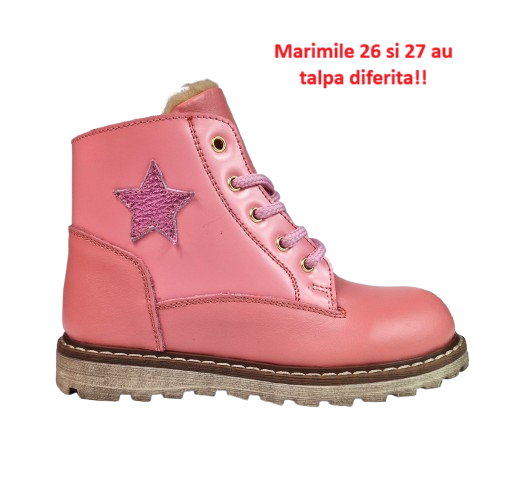 Ghete Fete Hokide cu talonet Piele Naturala Imblanite Roz HK413RZ2 [2]