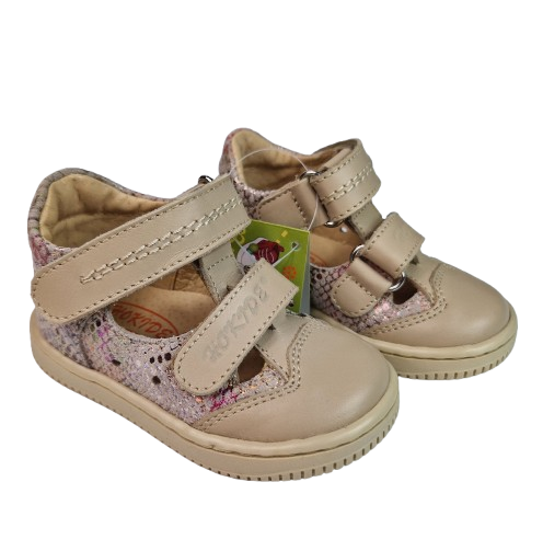 Sandale Fete Hokide cu talonet Piele Naturala Crem HK386CM [6]