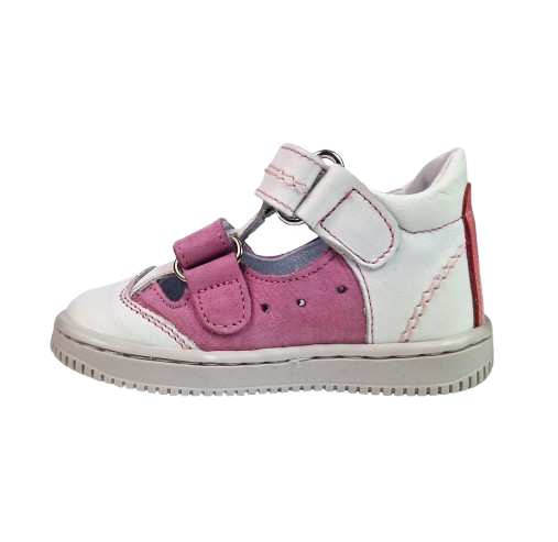 Sandale Fete Hokide cu talonet Piele Naturala Fucsia Alb HK386FSAL [3]
