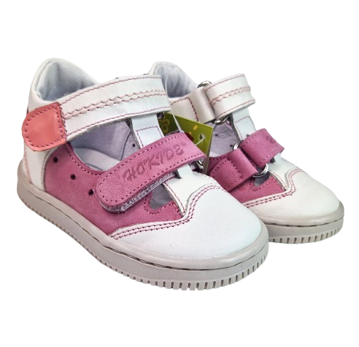 Sandale Fete Hokide cu talonet Piele Naturala Fucsia Alb HK386FSAL [6]