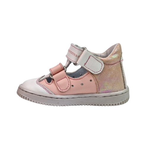 Sandale Fete Hokide cu talonet Piele Naturala Roz Alb HK386RZAL2 [3]
