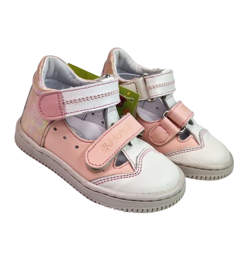 Sandale Fete Hokide cu talonet Piele Naturala Roz Alb HK386RZAL2 [6]