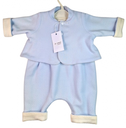 TRUSOU BOTEZ - Compleu botez baieti cu doua fete, marimea 62, Crem-Bleu, MAR0031