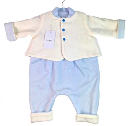 Compleuri - Compleu botez baieti cu doua fete, marimea 68, Crem-Bleu, MAR0032