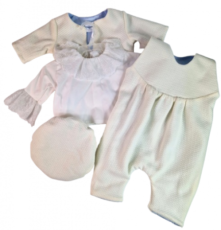 Compleu botez baieti cu doua fete - Print, marimea 62, Bleu-Crem MAR0028 [1]