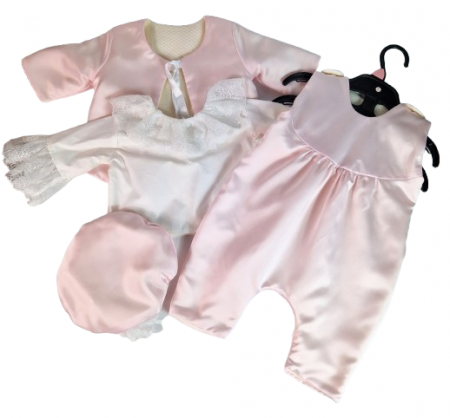 TRUSOU BOTEZ - Compleu botez fete cu doua fete - Printesa, marimea 62, Roz-Crem MAR0027