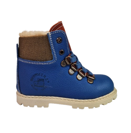 INCALTAMINTE - Ghete Baieti Hokide cu talonet Piele Naturala Imblanite Albastru HK365AB2