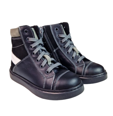 Ghete Baieti Hokide Piele Naturala Imblanite Negru HK441NG [5]