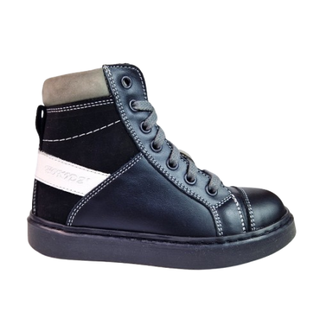 INCALTAMINTE - Ghete Baieti Hokide Piele Naturala Imblanite Negru HK441NG