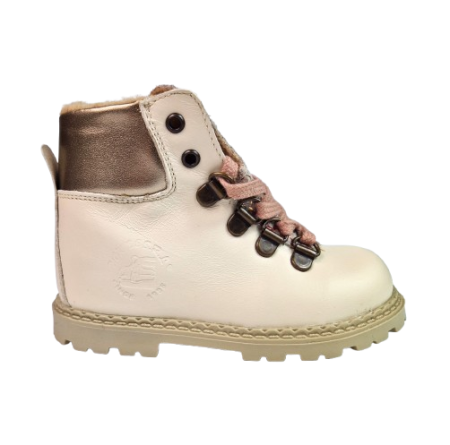 INCALTAMINTE - Ghete Fete Hokide cu talonet Piele Naturala Imblanite Crem HK365CM