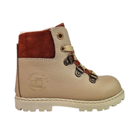 INCALTAMINTE - Ghete Fete Hokide cu talonet Piele Naturala Imblanite Maro HK365MR