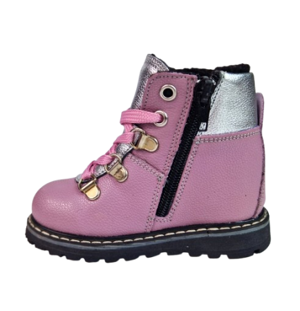 Ghete Fete Hokide cu talonet Piele Naturala Imblanite Mov HK365MV [2]