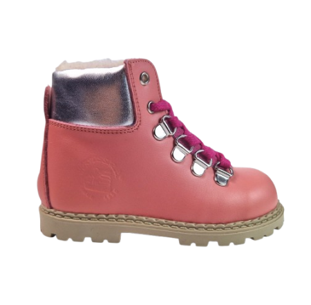 INCALTAMINTE - Ghete Fete Hokide cu talonet Piele Naturala Imblanite Roz HK365RZ2