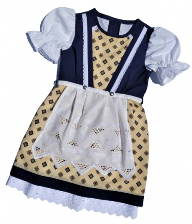 IMBRACAMINTE - Rochie unicat dirndl, marimea 128, albastru-crem MAR0014