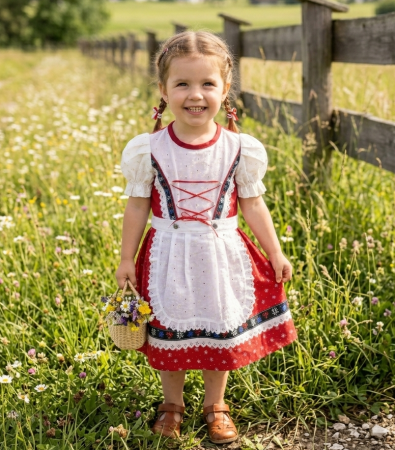 IMBRACAMINTE - Rochita unicat dirndl, marimea 104, alb-rosu MAR0044 (7)