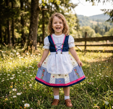 IMBRACAMINTE - Rochita unicat dirndl, bleumarin-alb-roz MAR0046 (6)
